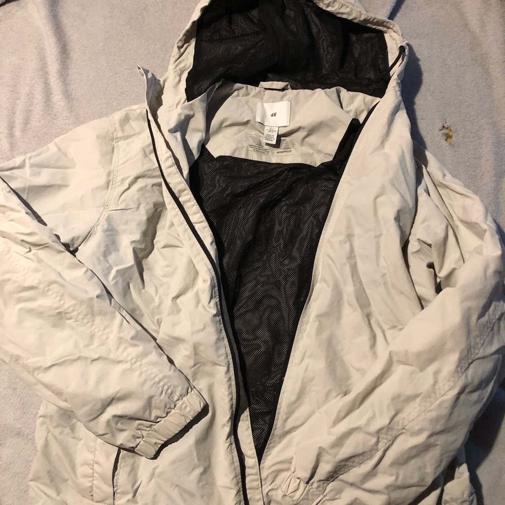 H&M Gray/White Windbreaker Large Mens